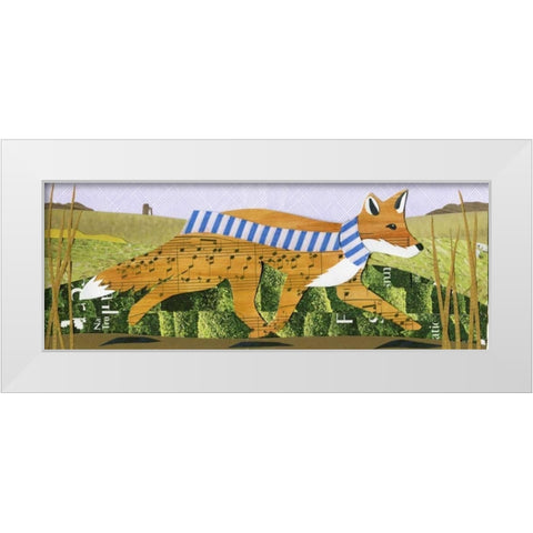 Fox White Modern Wood Framed Art Print by P.S. Art Studios