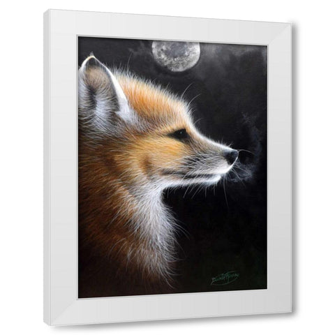 Fox White Modern Wood Framed Art Print by P.S. Art Studios