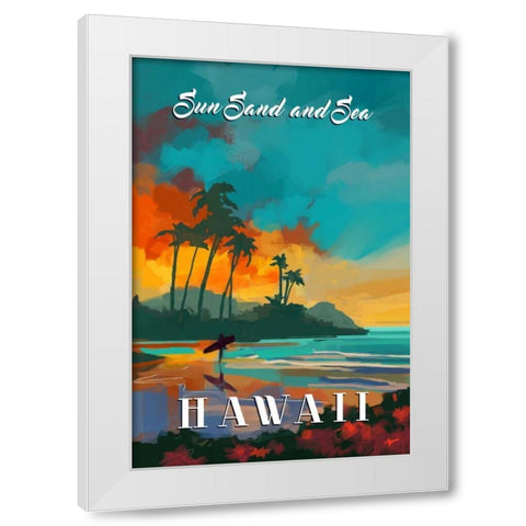 Hawaii White Modern Wood Framed Art Print by P.S. Art Studios