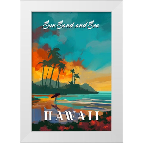 Hawaii White Modern Wood Framed Art Print by P.S. Art Studios
