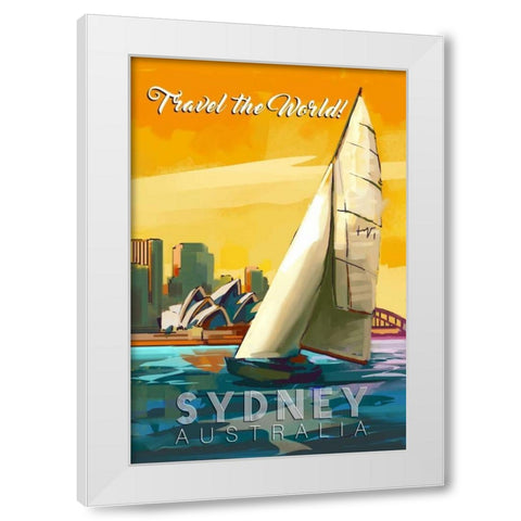 Sydney, Australia White Modern Wood Framed Art Print by P.S. Art Studios