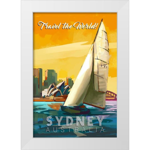 Sydney, Australia White Modern Wood Framed Art Print by P.S. Art Studios