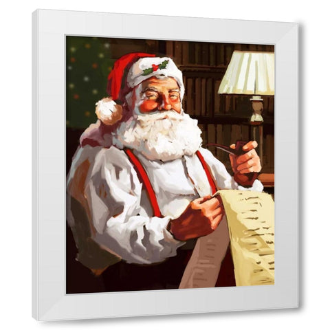 Santas List White Modern Wood Framed Art Print by P.S. Art Studios
