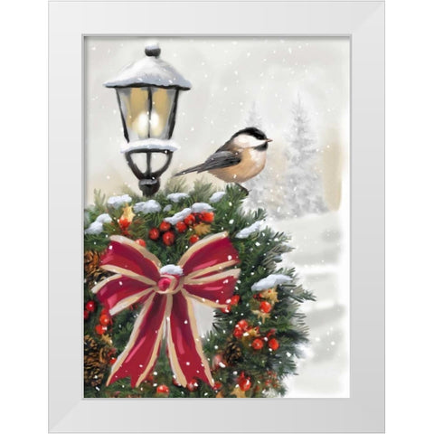 Holiday Wreath White Modern Wood Framed Art Print by P.S. Art Studios
