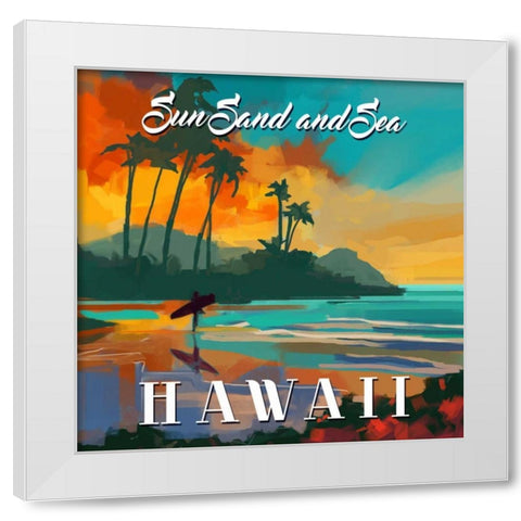 Hawaii White Modern Wood Framed Art Print by P.S. Art Studios