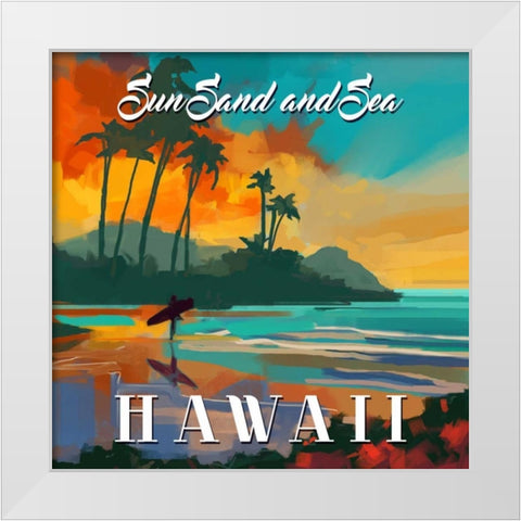 Hawaii White Modern Wood Framed Art Print by P.S. Art Studios