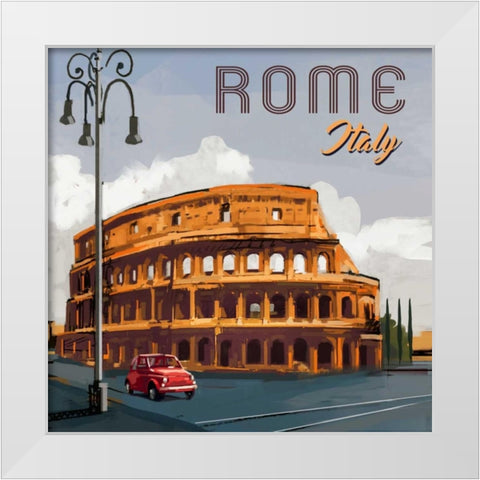 Rome White Modern Wood Framed Art Print by P.S. Art Studios
