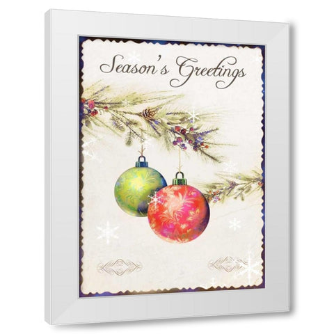 Seasons Greetings White Modern Wood Framed Art Print by P.S. Art Studios