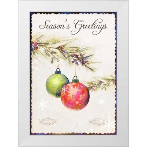 Seasons Greetings White Modern Wood Framed Art Print by P.S. Art Studios