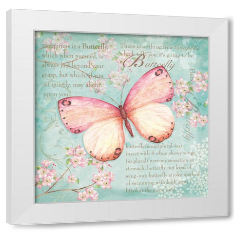 Pink Butterfly White Modern Wood Framed Art Print by P.S. Art Studios