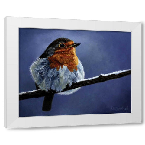 Resting Bird White Modern Wood Framed Art Print by P.S. Art Studios