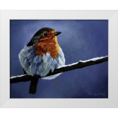 Resting Bird White Modern Wood Framed Art Print by P.S. Art Studios