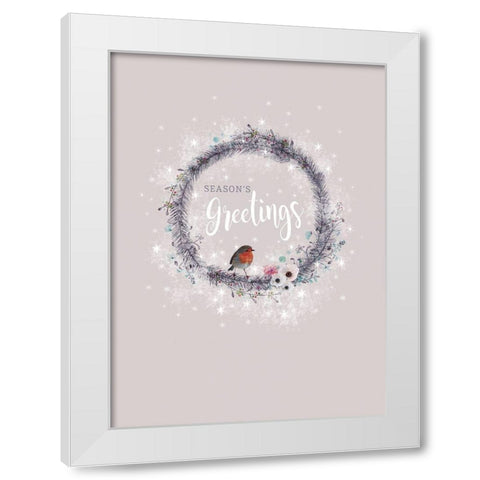 Seasons Greetings White Modern Wood Framed Art Print by P.S. Art Studios