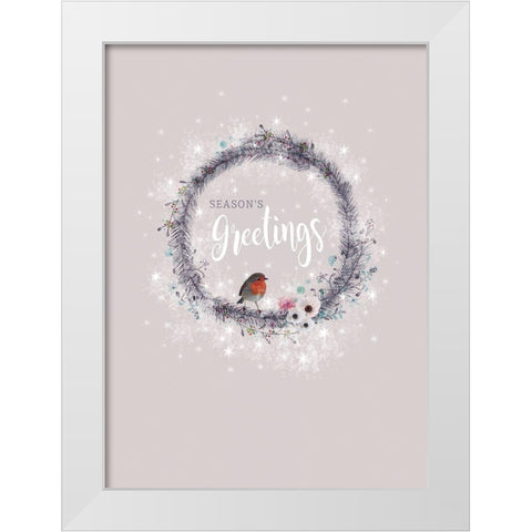 Seasons Greetings White Modern Wood Framed Art Print by P.S. Art Studios