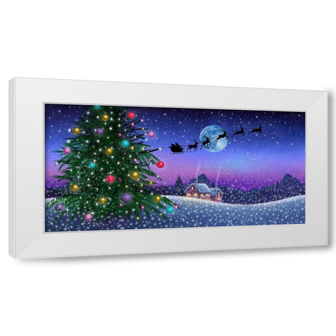 Santas Sleigh White Modern Wood Framed Art Print by P.S. Art Studios