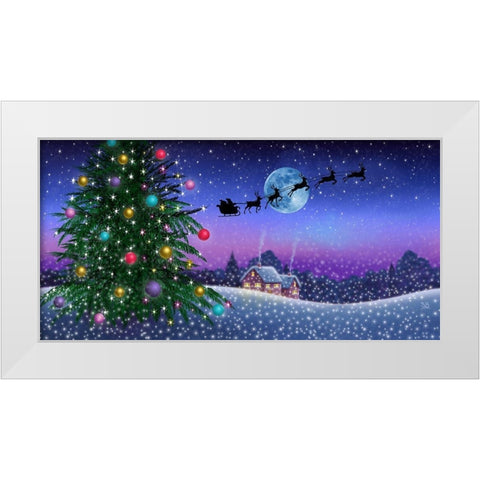 Santas Sleigh White Modern Wood Framed Art Print by P.S. Art Studios