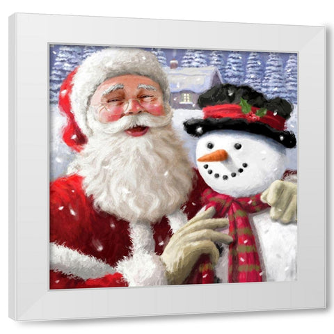 Santa and Friends White Modern Wood Framed Art Print by P.S. Art