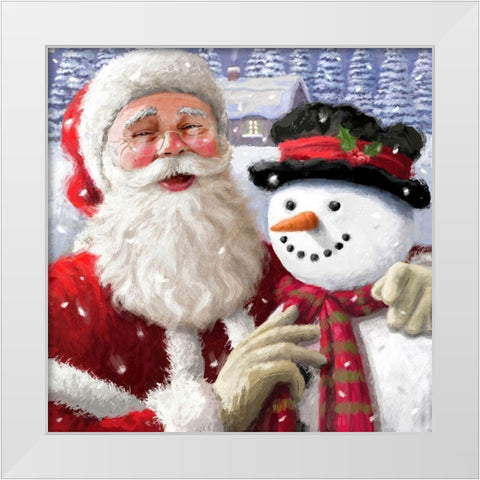 Santa and Friends White Modern Wood Framed Art Print by P.S. Art