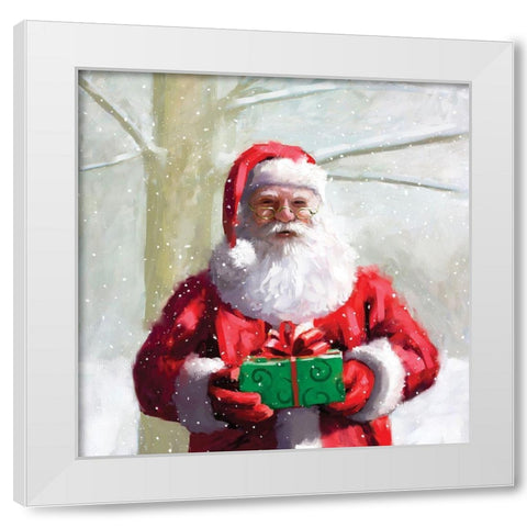 Santa and Gift White Modern Wood Framed Art Print by P.S. Art
