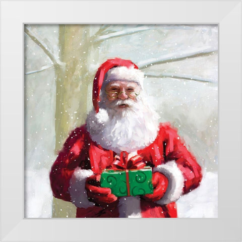 Santa and Gift White Modern Wood Framed Art Print by P.S. Art