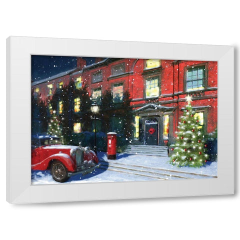 Holiday Festive White Modern Wood Framed Art Print by P.S. Art
