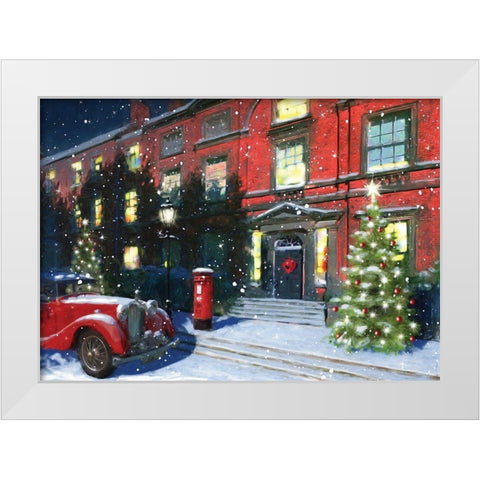 Holiday Festive White Modern Wood Framed Art Print by P.S. Art