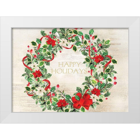 Happy Holidays White Modern Wood Framed Art Print by P.S. Art
