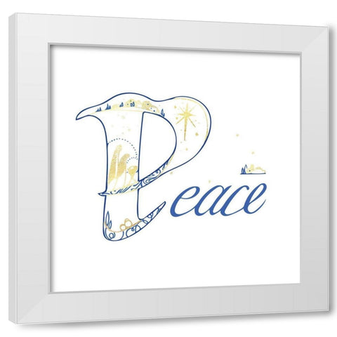 Peace White Modern Wood Framed Art Print by P.S. Art