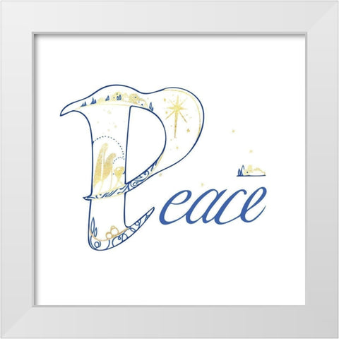 Peace White Modern Wood Framed Art Print by P.S. Art