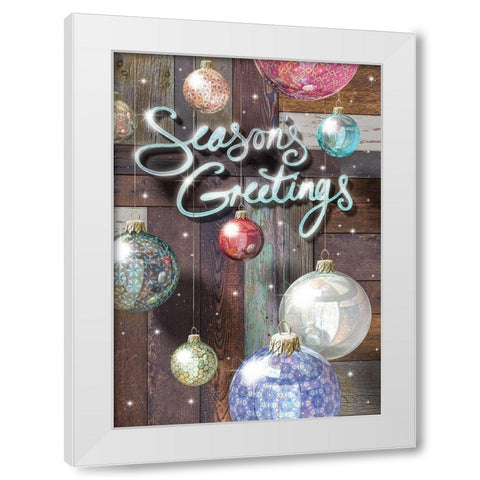 Seasons Greetings White Modern Wood Framed Art Print by P.S. Art