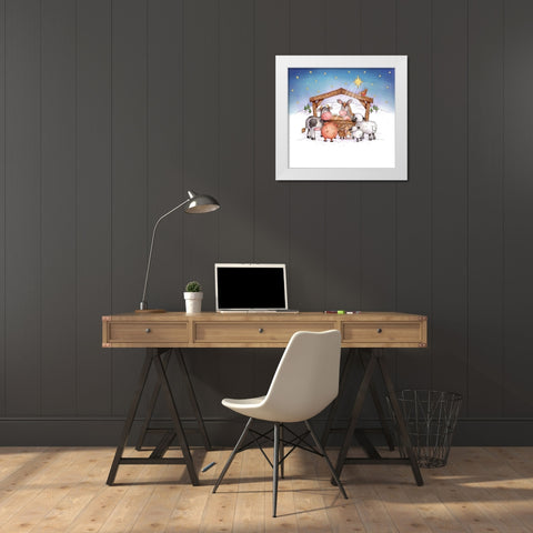 Animal Nativity White Modern Wood Framed Art Print by P.S. Art