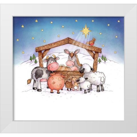 Animal Nativity White Modern Wood Framed Art Print by P.S. Art