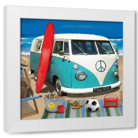 Beach Bug White Modern Wood Framed Art Print by P.S. Art