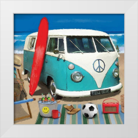 Beach Bug White Modern Wood Framed Art Print by P.S. Art