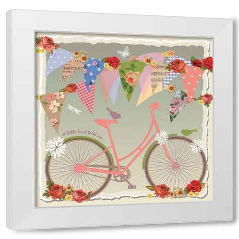 A Little Bird Told Me White Modern Wood Framed Art Print by P.S. Art