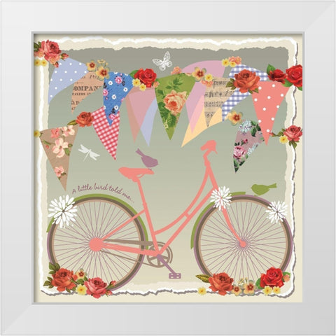 A Little Bird Told Me White Modern Wood Framed Art Print by P.S. Art