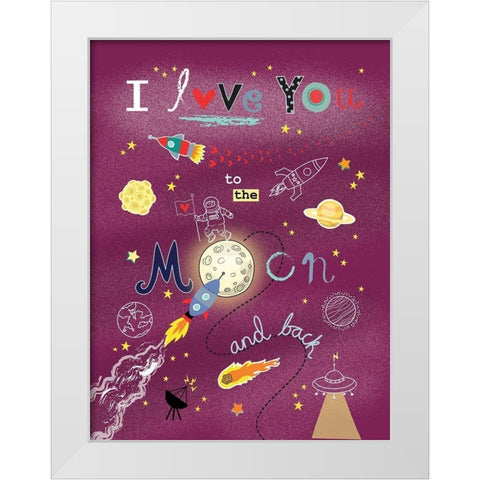 To the Moon White Modern Wood Framed Art Print by P.S. Art