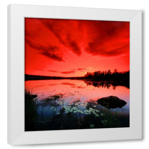 Scarlett Night White Modern Wood Framed Art Print by P.S. Art