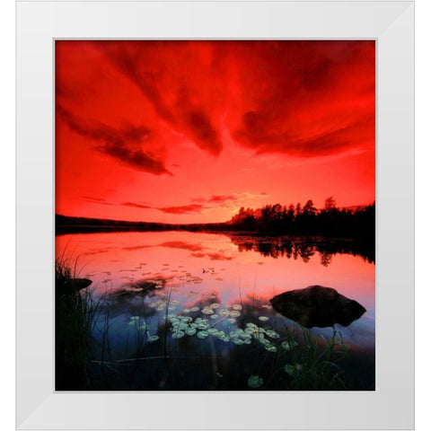 Scarlett Night White Modern Wood Framed Art Print by P.S. Art