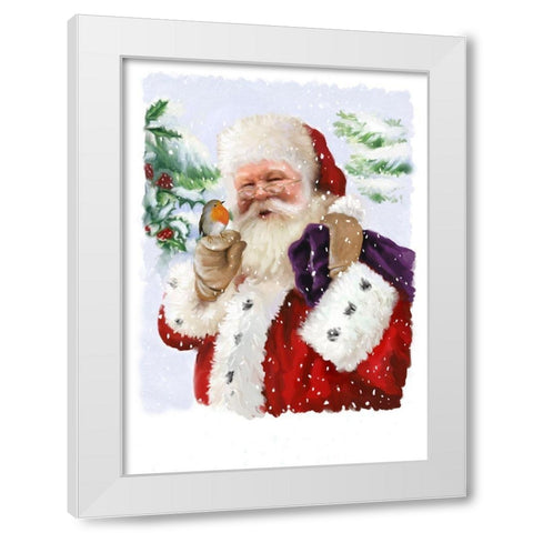 Santa and Friend White Modern Wood Framed Art Print by P.S. Art