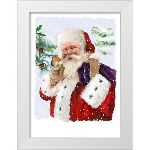 Santa and Friend White Modern Wood Framed Art Print by P.S. Art