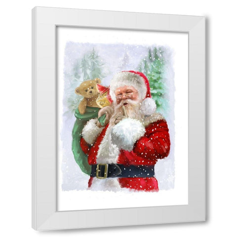 Shh Santa White Modern Wood Framed Art Print by P.S. Art