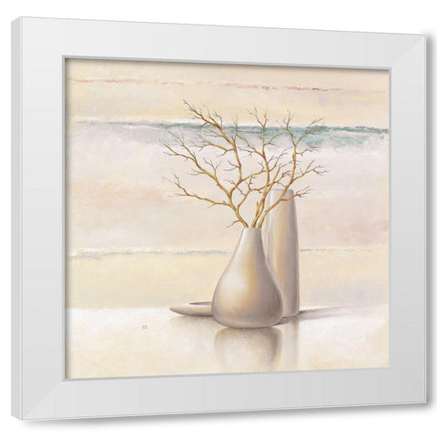 Still Life III White Modern Wood Framed Art Print by P.S. Art