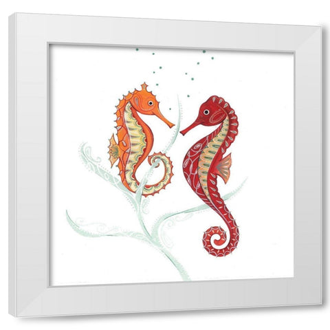 Sea Horses I White Modern Wood Framed Art Print by P.S. Art