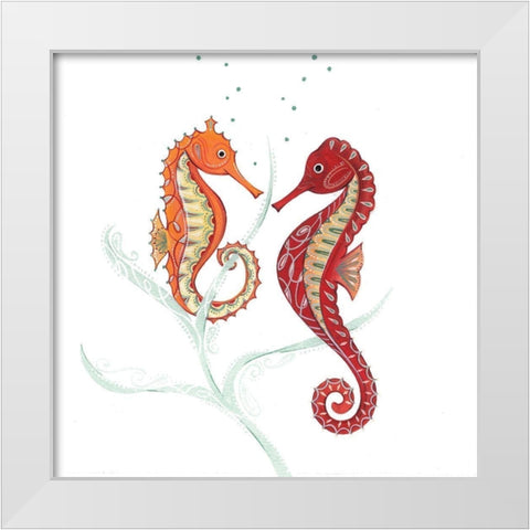Sea Horses I White Modern Wood Framed Art Print by P.S. Art