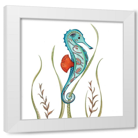 Sea Horse White Modern Wood Framed Art Print by P.S. Art