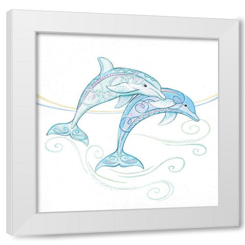 Dolphins White Modern Wood Framed Art Print by P.S. Art