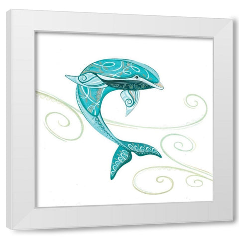 Dolphin White Modern Wood Framed Art Print by P.S. Art