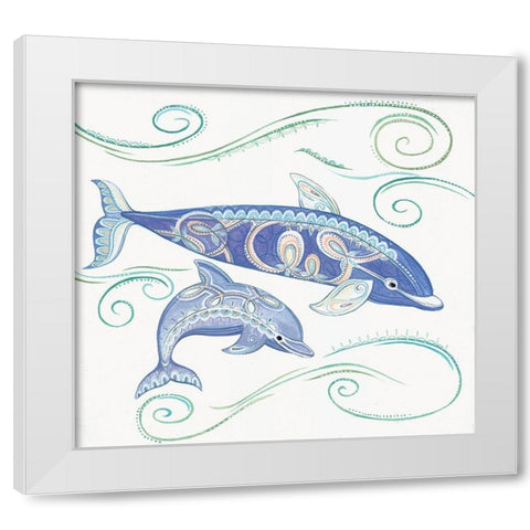 Dolphins II White Modern Wood Framed Art Print by P.S. Art