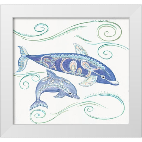 Dolphins II White Modern Wood Framed Art Print by P.S. Art